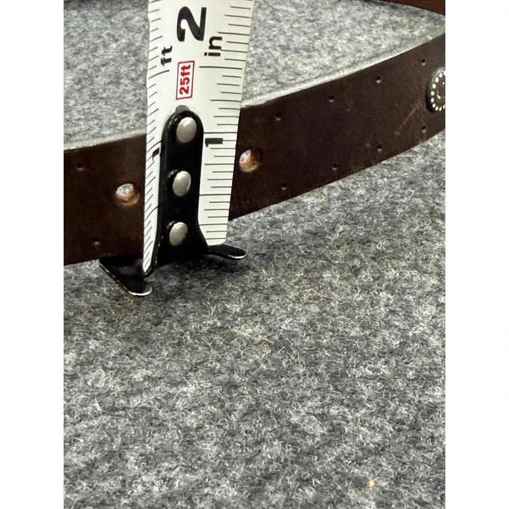 Kids Brown Genuine Italian Leather Western Heart Stud Belt Size M Made in USA